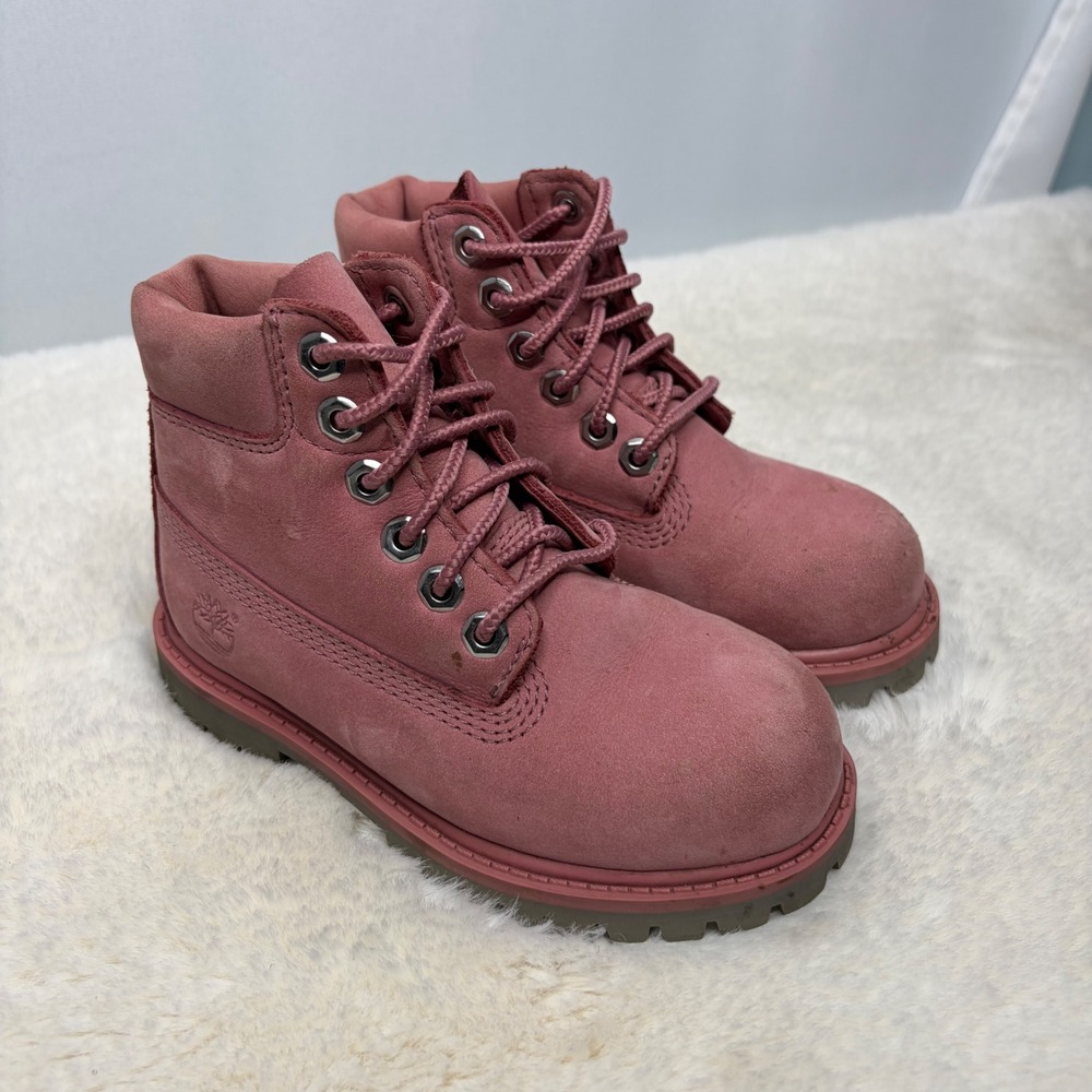 Timberland Kids 6-Inch Premium Waterproof Pink Nubuck Leather Boots